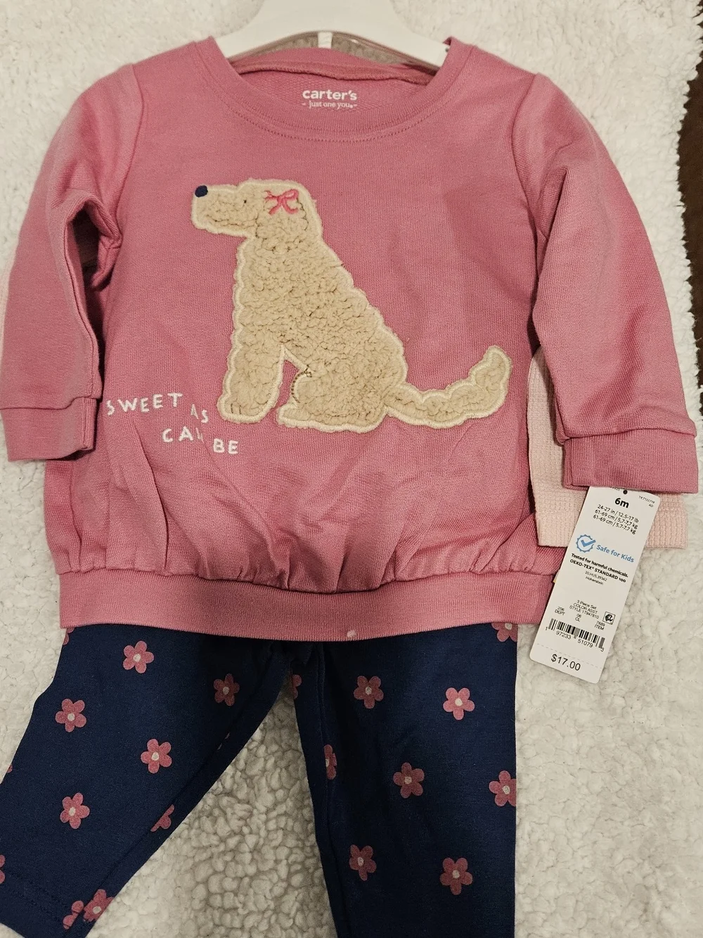 NWT Carter’s Baby Girl 3-Piece Puppy Outfit Set Pink Floral 6M